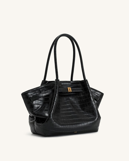 Bolso tote mediano Hana - Cocodrilo negro