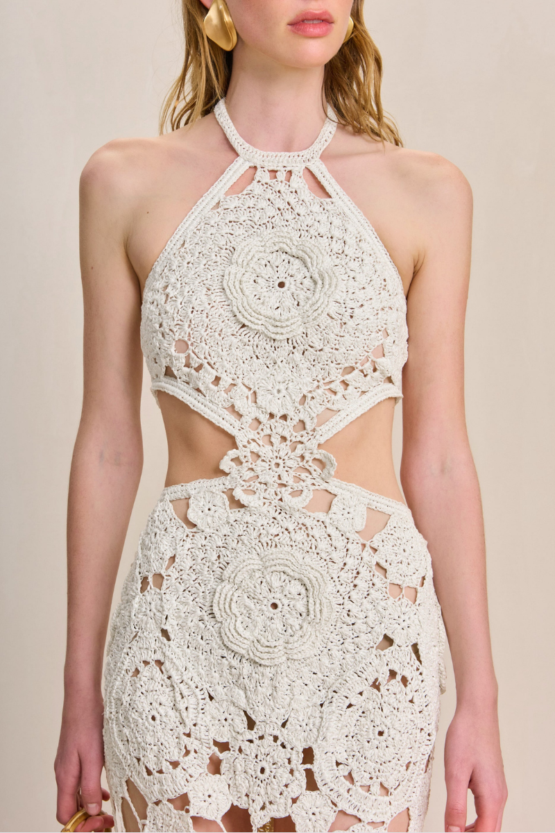 Lucille Neckholder-Maxikleid aus Baumwolle mit Cut-outs