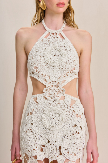 Lucille Neckholder-Maxikleid aus Baumwolle mit Cut-outs