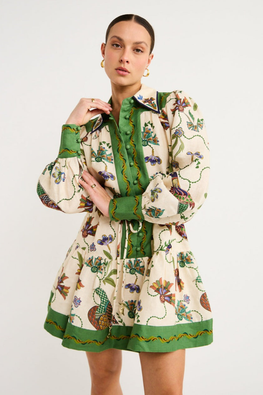 Mauricette Minikleid mit Ballonärmeln und Animal-Print