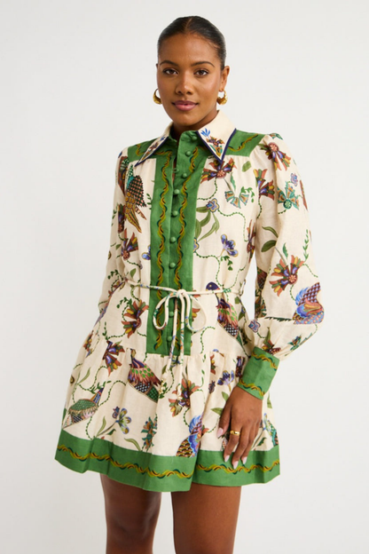 Mauricette Minikleid mit Ballonärmeln und Animal-Print