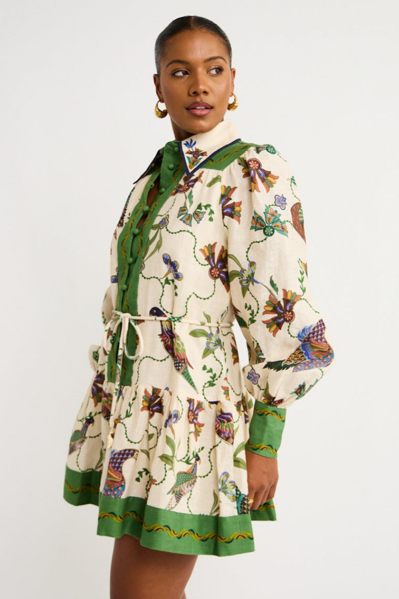 Mauricette Minikleid mit Ballonärmeln und Animal-Print