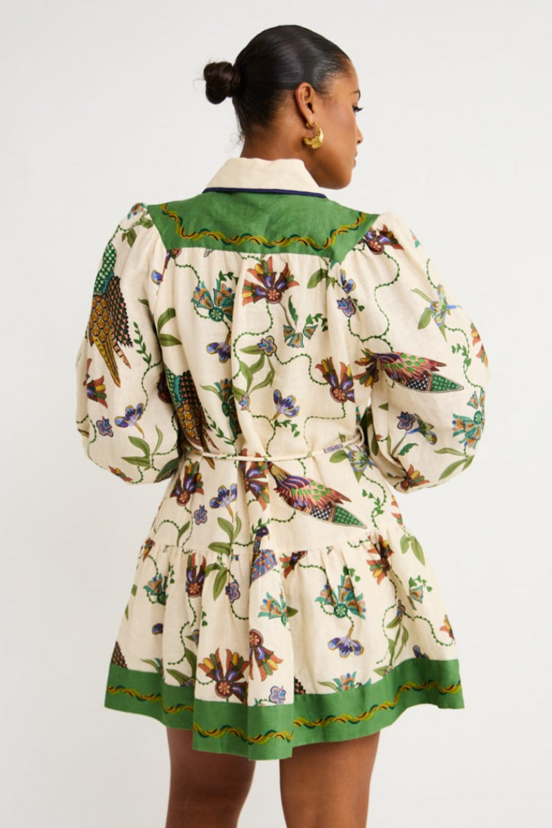 Mauricette Minikleid mit Ballonärmeln und Animal-Print