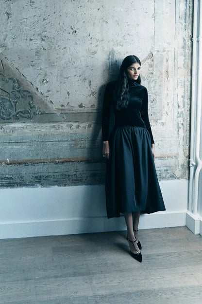 Vestido largo de manga larga Florienne