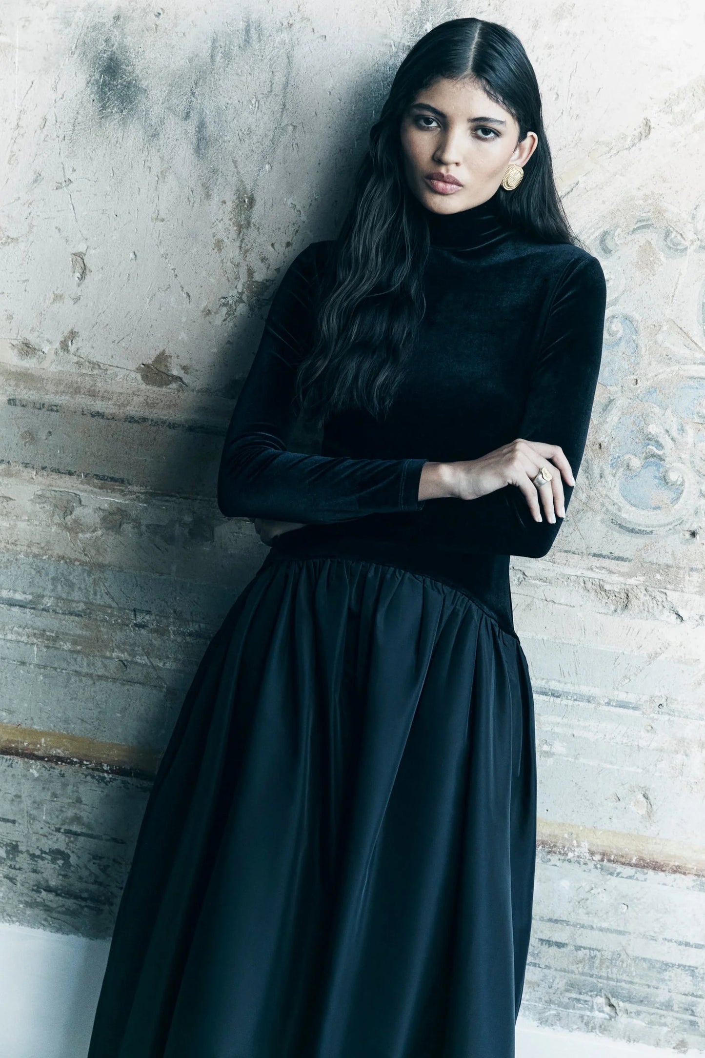 Vestido largo de manga larga Florienne