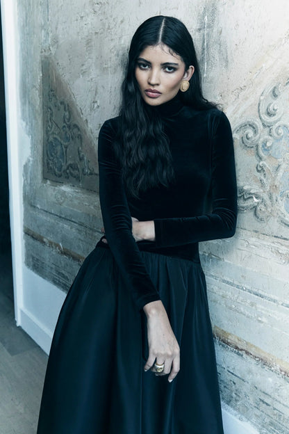 Vestido largo de manga larga Florienne