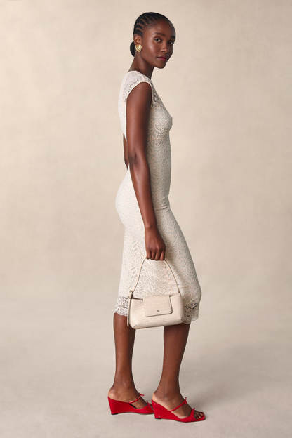 Vestido midi con lazo de encaje floral Nora