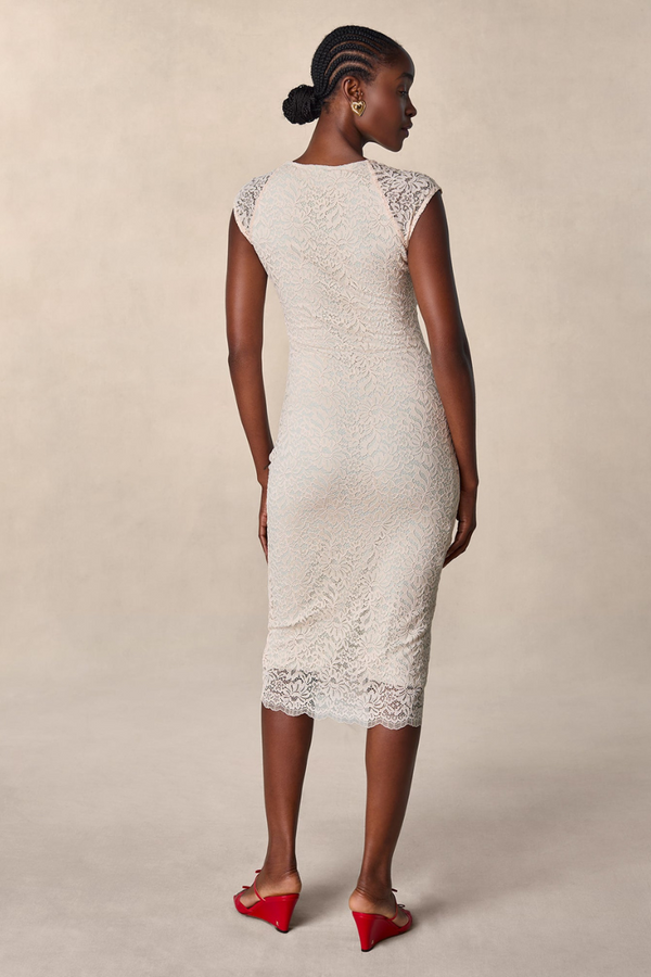 Vestido midi con lazo de encaje floral Nora