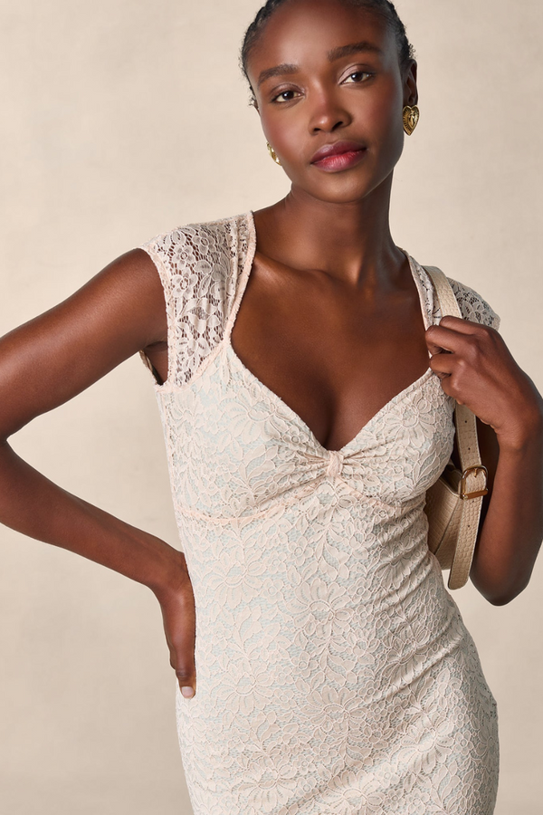 Vestido midi con lazo de encaje floral Nora