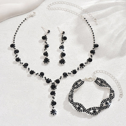 Fashion Crystal Necklace Ear Stud Bracelet Jewelry Accessories