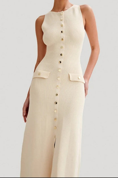 Vestido de punto de color liso