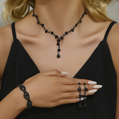Fashion Crystal Necklace Ear Stud Bracelet Jewelry Accessories