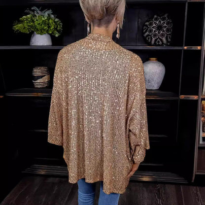 Women's Sequins Plus Size Baggy Coat