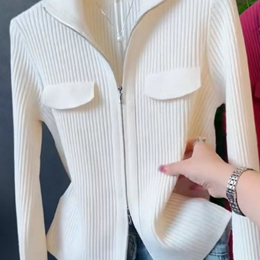 Lapel Long Sleeve Knitted Cardigan Sweater For Women