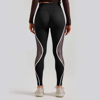 Women's Color Matching Mesh European And American High Waist Yoga Pants