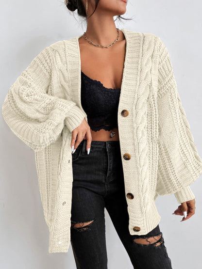 V-neck Sweater Women's Retro Fashion Loose Twist Knitted Coat