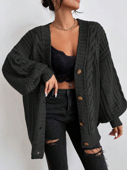 V-neck Sweater Women's Retro Fashion Loose Twist Knitted Coat