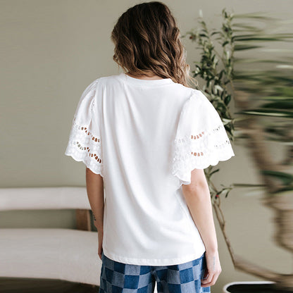 Spring And Summer New Solid Color T-shirt Women's Casual All-matching Loose