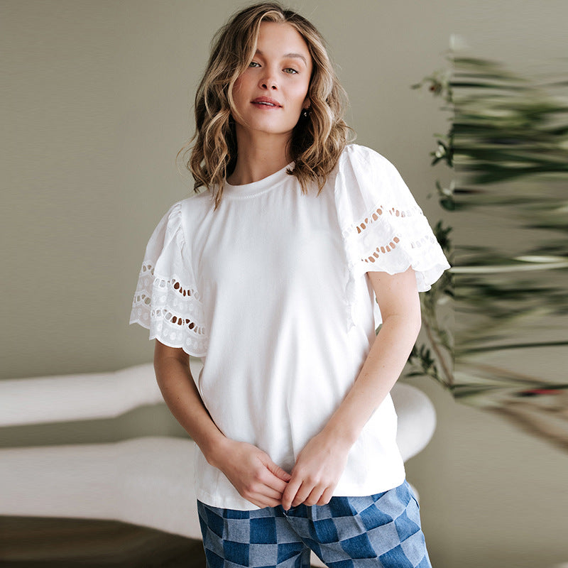 Spring And Summer New Solid Color T-shirt Women's Casual All-matching Loose