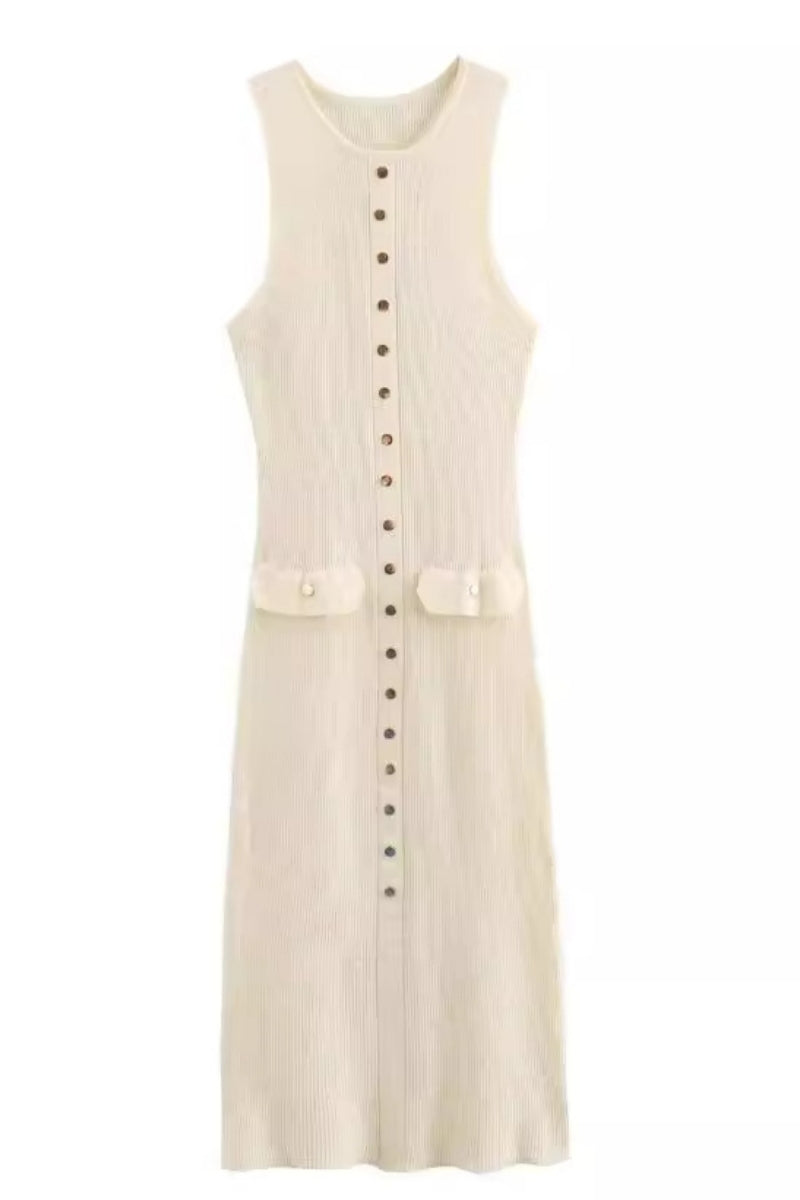 Vestido de punto de color liso