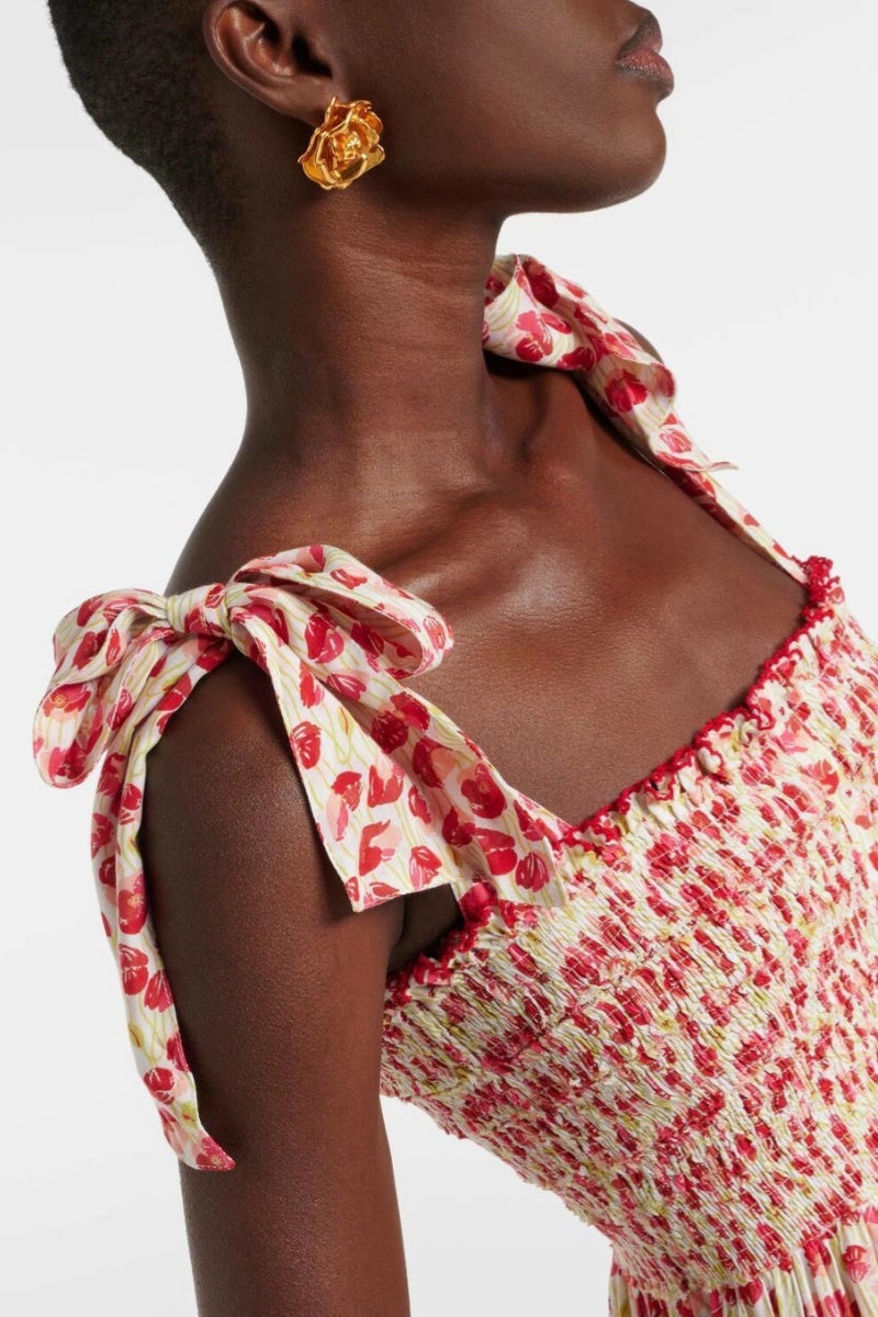 Poupette St Barth Triny gerafftes Midikleid mit Polka-Dots