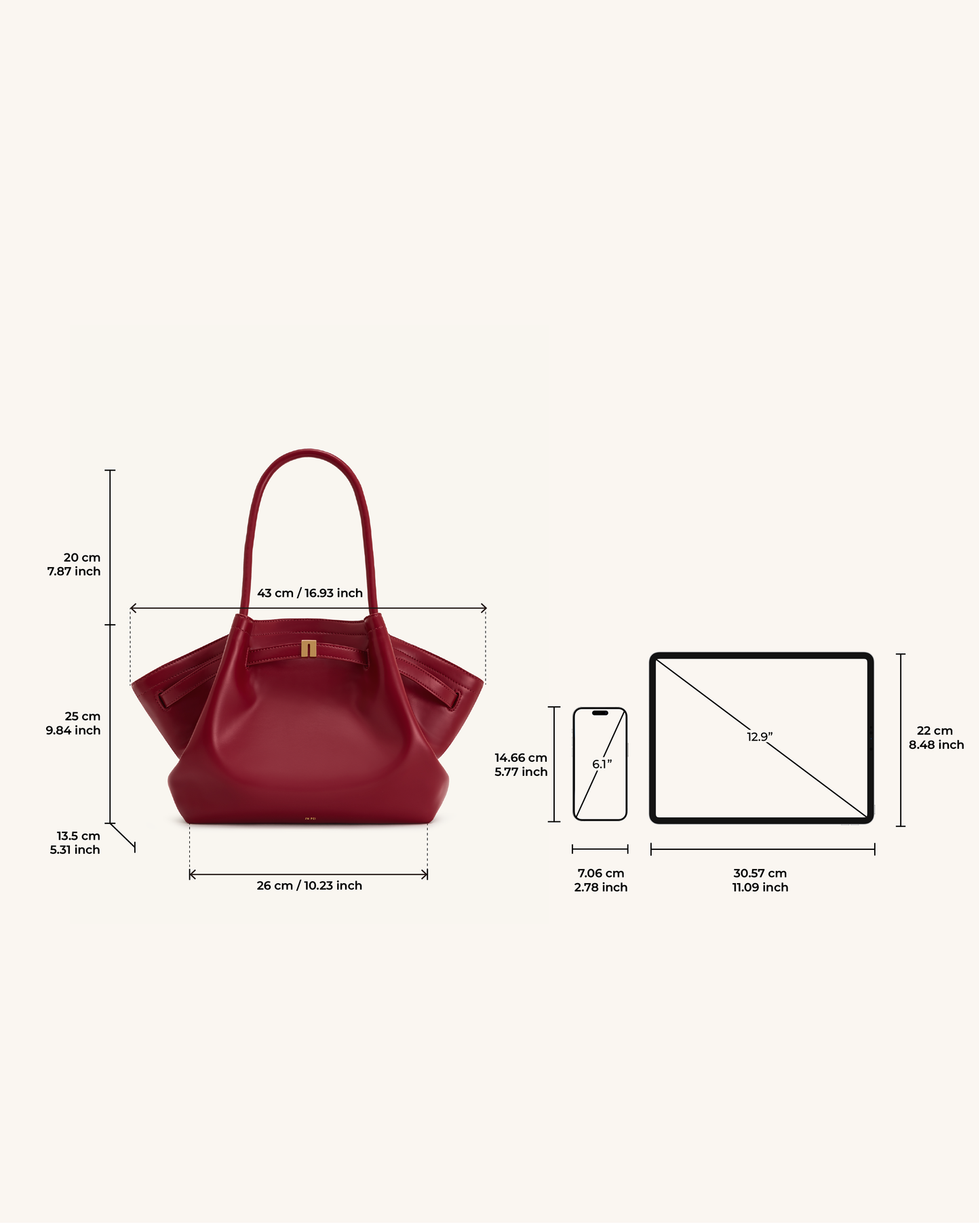 Bolso tote mediano Hana - Burdeos