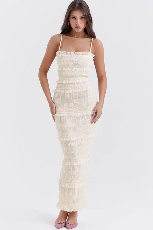 Orchid – Plissee-Maxikleid mit Besatz