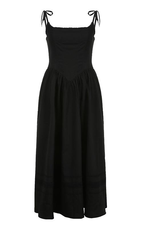 Vestido lencero midi de corte A con ribete de encaje Alva