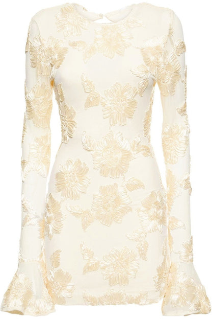 Vestido mini de malla con espalda descubierta y bordado Aurora