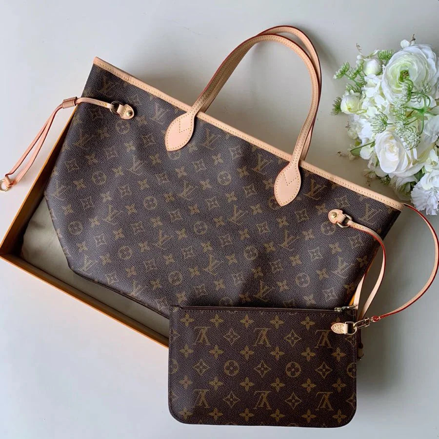 Bolso tote LV Neverfull MM al revés marrón
