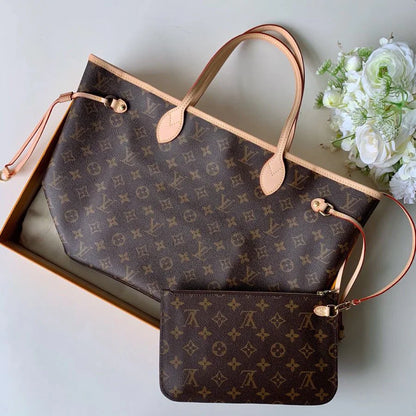Bolso tote LV Neverfull MM al revés marrón