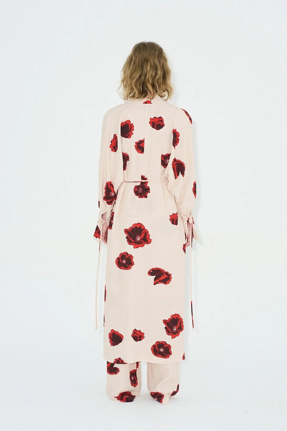 Kimonokleid mit Sahara-Print – Coquelicot