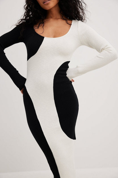 Vestido midi de punto en contraste Belen