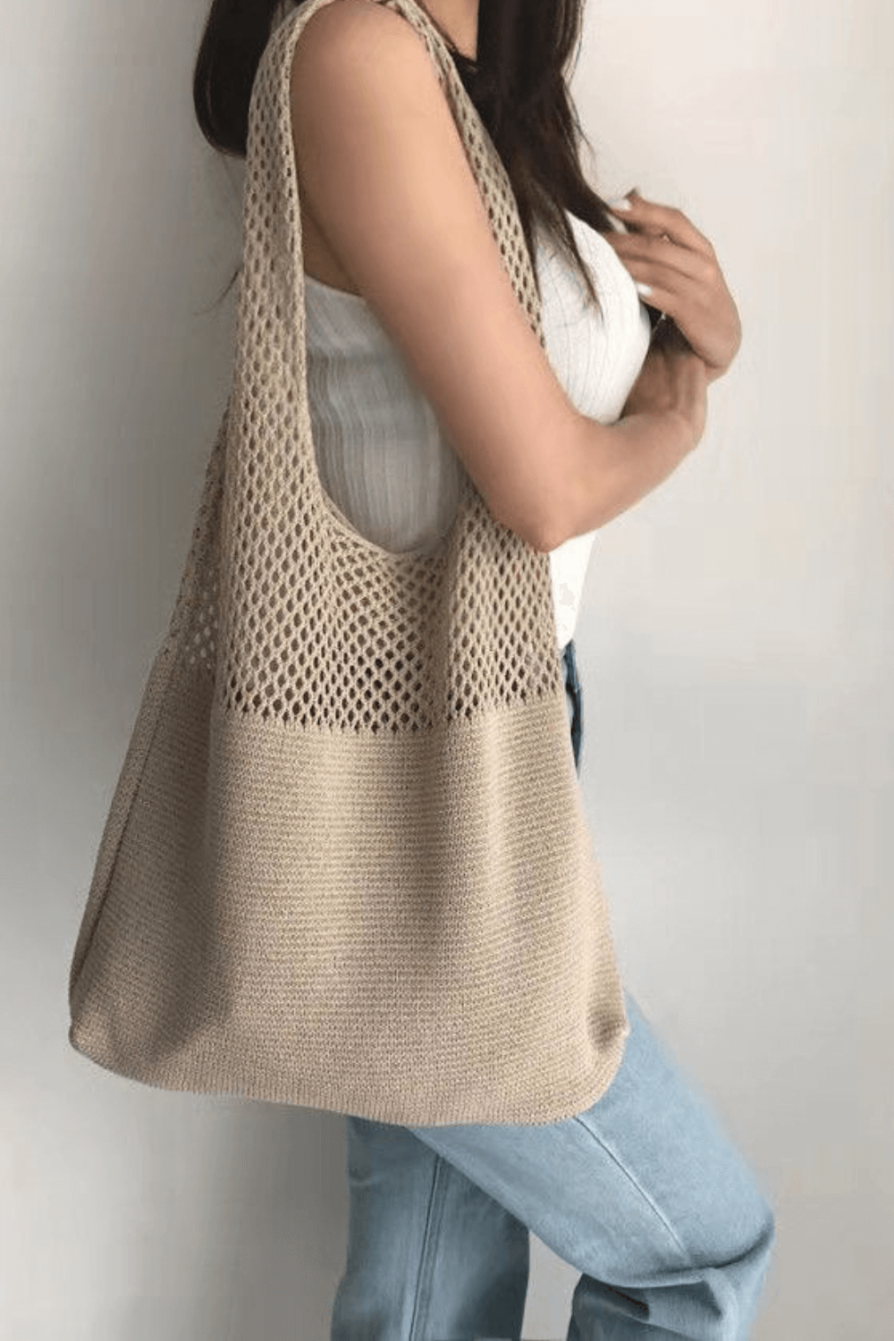 Bolsa de Praia de Crochê Fio de Malha