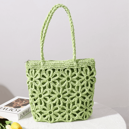Flower Straw Beach Bag