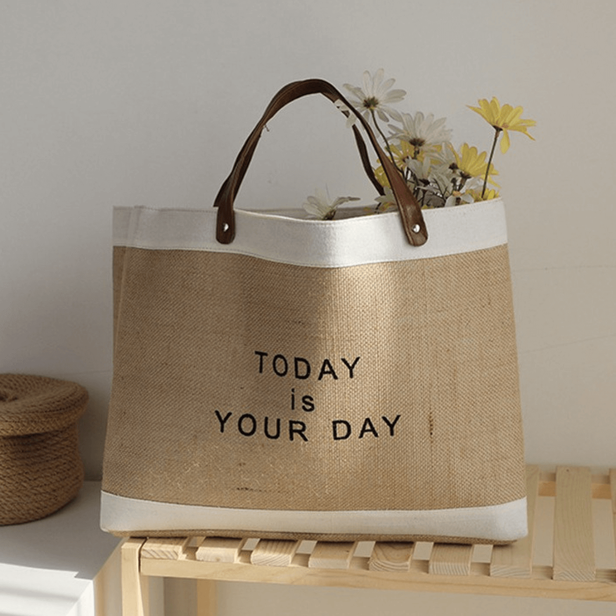 Raw Linen Beach Bag