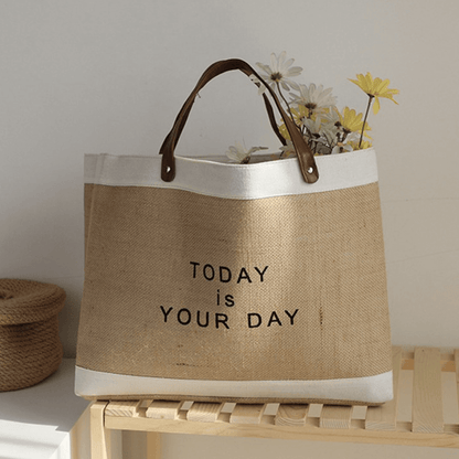 Raw Linen Beach Bag