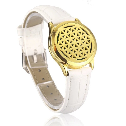 Octa white leather essential oil diffuser bracelet