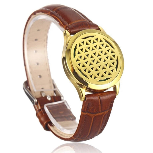 Octa brown leather essential oil diffuser bracelet