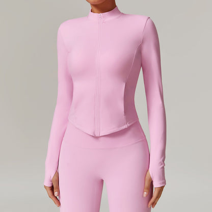 Abrigo acolchado de polar con cuello alto para yoga para mujer