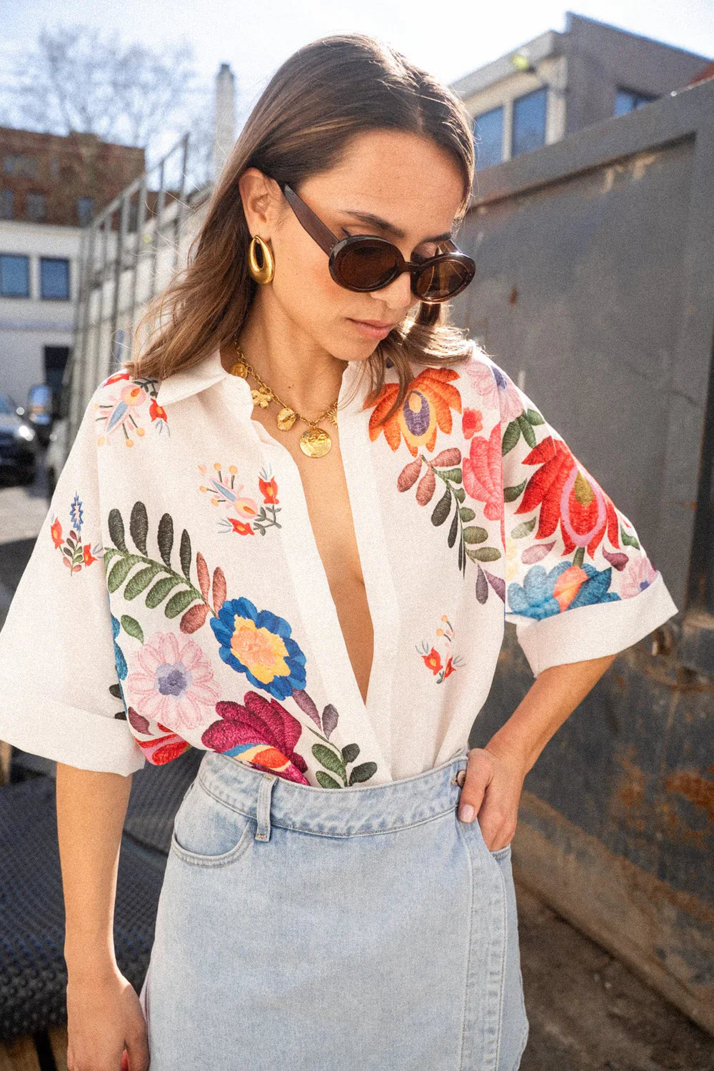 Carla Floral Print Short-Sleeved Shirt