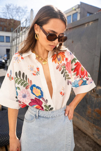 Carla Floral Print Short-Sleeved Shirt