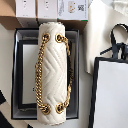 Bolso pequeño GC Marmont Matelassé blanco