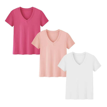 Top holgado de manga corta con abertura en color liso para mujer, novedad de verano