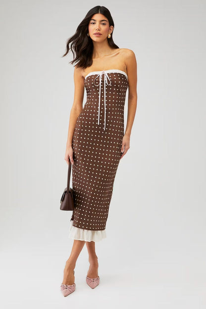 Vestido midi sin tirantes Daisy Mae