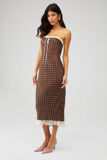 Vestido midi sin tirantes Daisy Mae