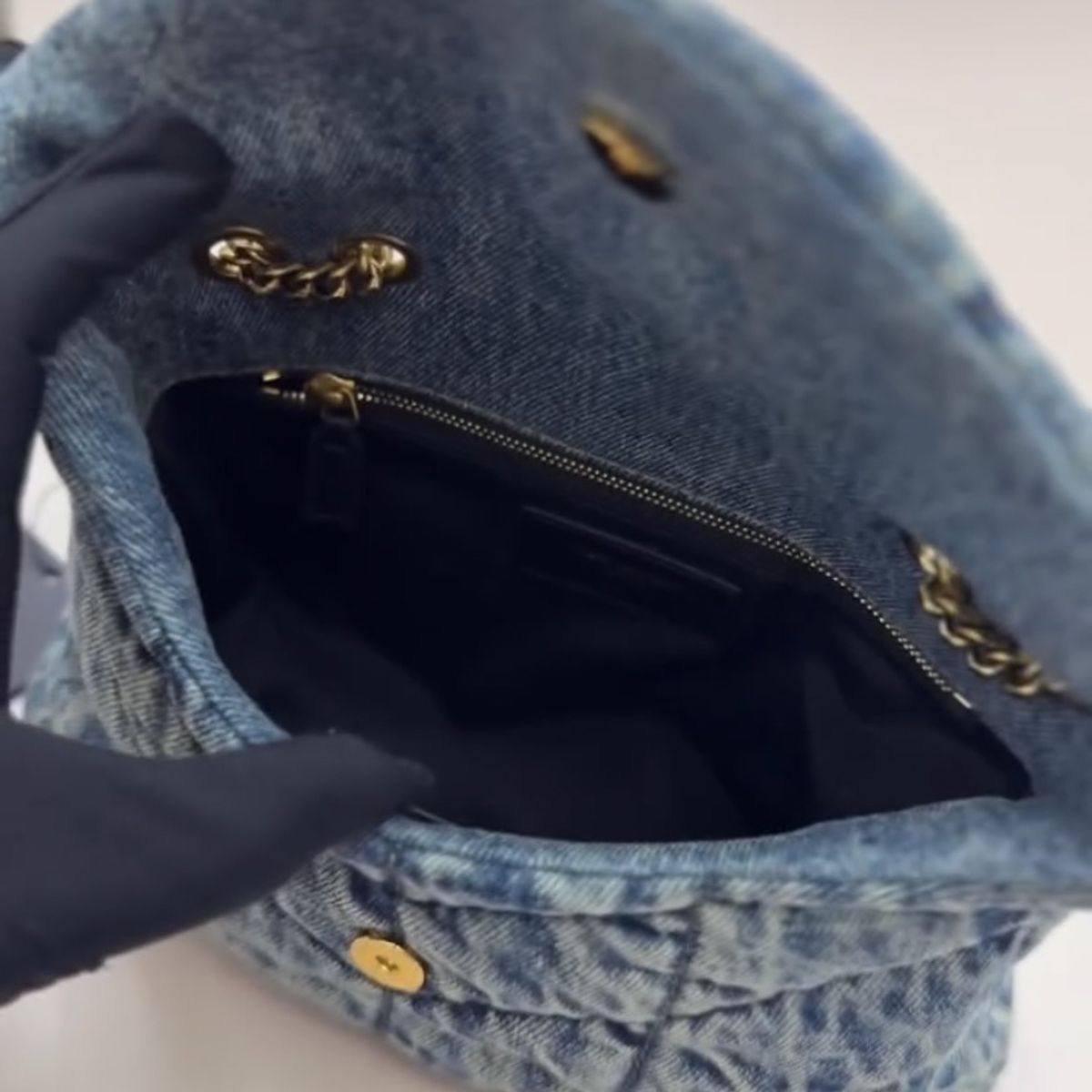 SL Loulou Puffer Bag Made Of Quilted Vintage Denim