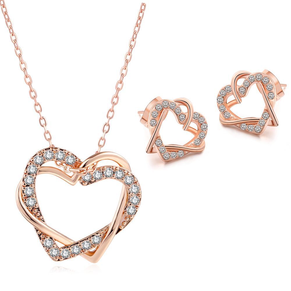 Fashion Heart-shaped Earrings Necklace Jewelry Set
