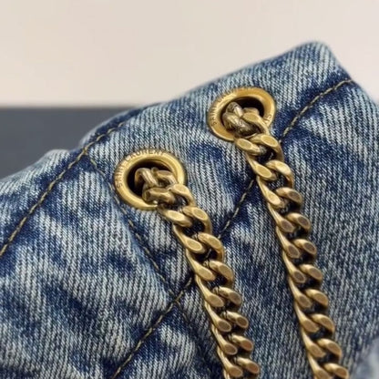 SL Loulou Puffer Bag Made Of Quilted Vintage Denim