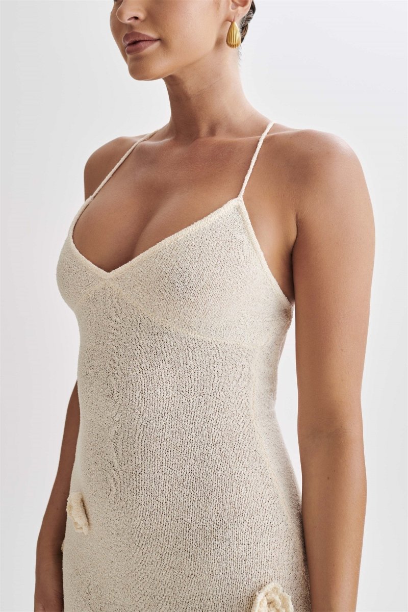 Vestido largo de punto floral con cuello en V de Edwina